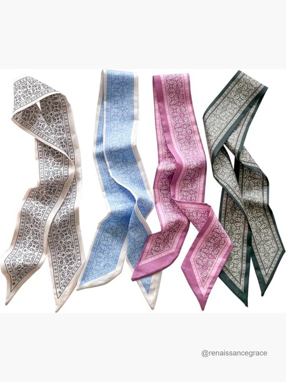 Lightweight Polyester Hair Scarf Set, 35" Silk Headband for Women